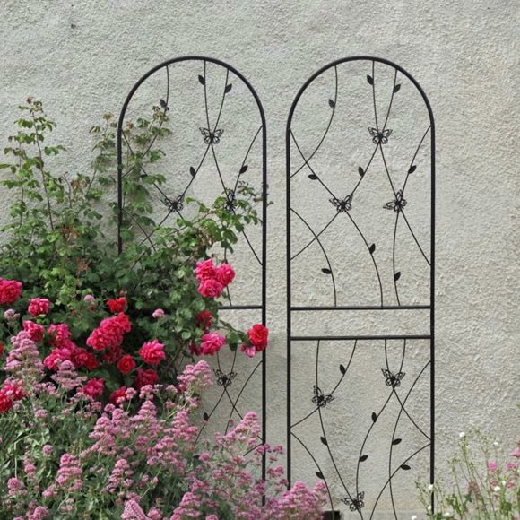 4 Pack Metal Garden Trellis 71" x 19.7" Rustproof Trellis for Climbing Plants Outdoor Flower Support Deco Black as picture