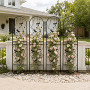 4 Pack Metal Garden Trellis 71" x 19.7" Rustproof Trellis for Climbing Plants Outdoor Flower Support Dragonfly Deco Black