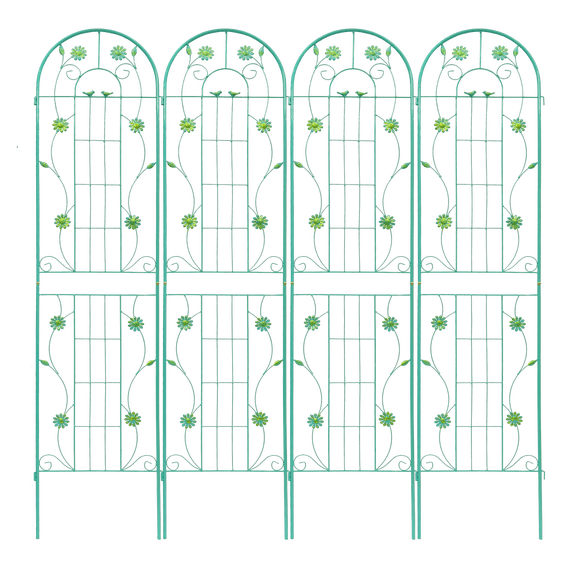 4 Pack Metal Garden Trellis - 86.7" x 19.7" Rustproof Trellis for Climbing Plants Outdoor - Elegant Garden Arch Trellis with Decorative Design
