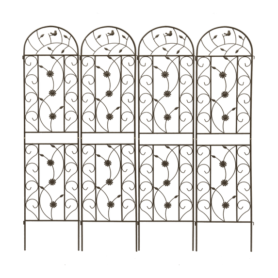 4 Pack Metal Garden Trellis 86.7" x 19.7" Rustproof Trellis for Climbing Plants Outdoor Flower Support Brown