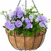 4 Pack Metal Hanging Planter Basket with Coco Coir Liner 14 Inch Round Wire Plant Holder with Chain Porch Decor Flower Pots Hanger Garden Decoration Indoor Outdoor Watering Hanging Baskets