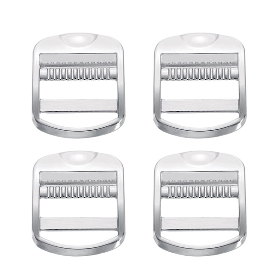 4 Pack Metal Ladder Lock Buckles, 1 1/4 inch Tri-Glide Lock Slider Buckle Adjustable, Strap Release Buckles Zinc Alloy for Backpack Strap Accessories, Chrome