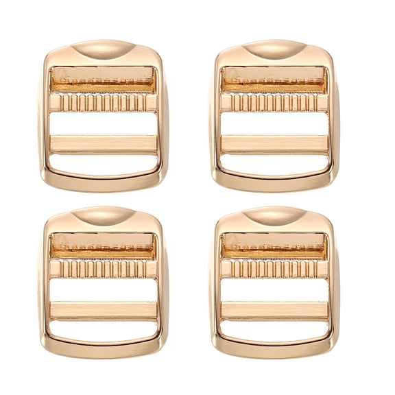 4 Pack Metal Ladder Lock Buckles, 3/4 inch Tri-Glide Lock Slider Buckle Adjustable, Strap Release Buckles Zinc Alloy for Backpack Strap Accessories, Light Gold