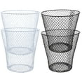 thumbnail image 1 of 4-Pack Metal Mesh Wire Wastebasket Trash Can – 9-Inch Round Open Lightweight Bin for Office Home Dorm Bathroom Classroom Desk Kitchen garbage Container (2 White + 2 Black), 1 of 7