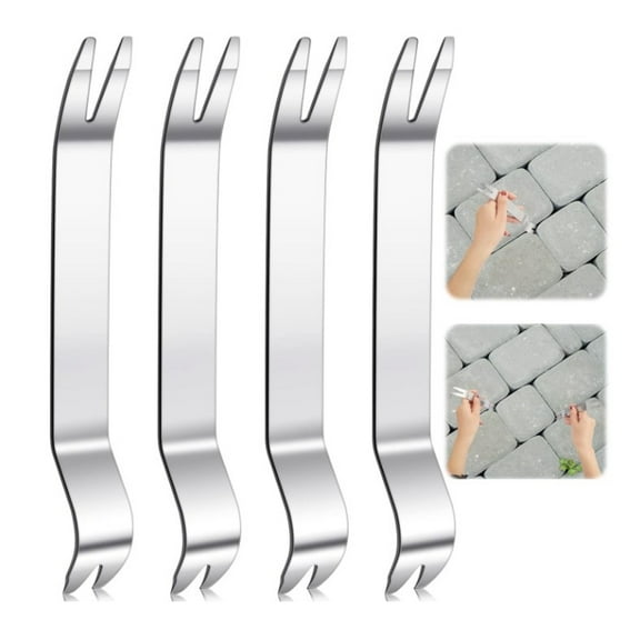 4 Pack Metal Paver Puller Tool,Patio Pavers Paver Extractor Tool,Paver Removal Raise Sunken Brick Tool,Stainless Steel Pry Board Nail Puller,Pry Bar Disassembling Tool for Replace Paver Patio Blocks