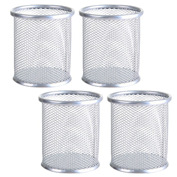 4 Pack Metal Pen Holder Mesh Pencil Holder Desk Organizer Mesh Round Pen Cup Pencil Cup for Desk Office Pen Organizer