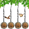 thumbnail image 1 of 4-Pack Metal Sphere Hanging Bird Feeder Multi-Purpose & Seed Feeder with Sturdy Hooks, All-Season Use for Attracting Wild Birds, Sturdy & Weather-Resistant Hanging Bird Feeder 2.76 In, 1 of 8