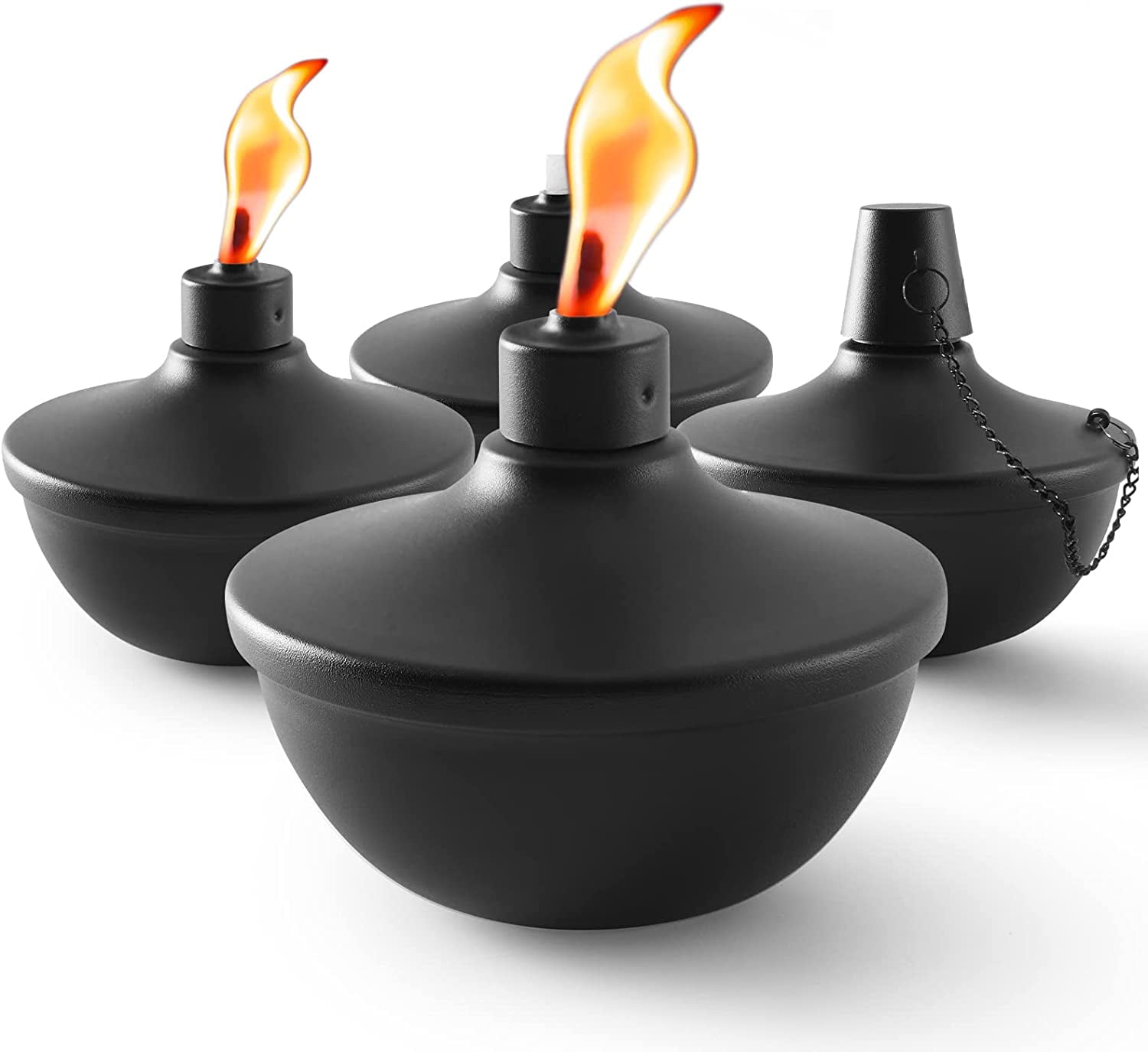 TRAHOO-4 Pack Metal Table Top Torches,23.5 oz Citronella Torches for Outside,Refillable Flame Light Torch with Wicks and Covers for Party, Garden Decor,DIY