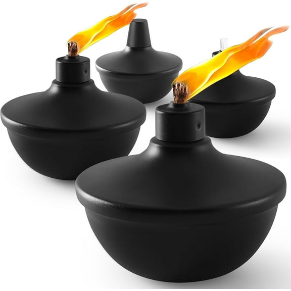 4 Pack Metal Table Top Torches,23.5 oz Citronella Torches for Outside,Refillable Flame Light Torch with Wicks and Covers for Party, Garden Decor,DIY