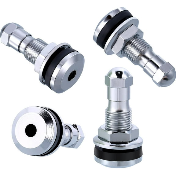 4 Pack Metal Valve Stem TR-416-S 1 Inch Outer Mount Fits 0.453 and 0.625 Inch Rim Holes