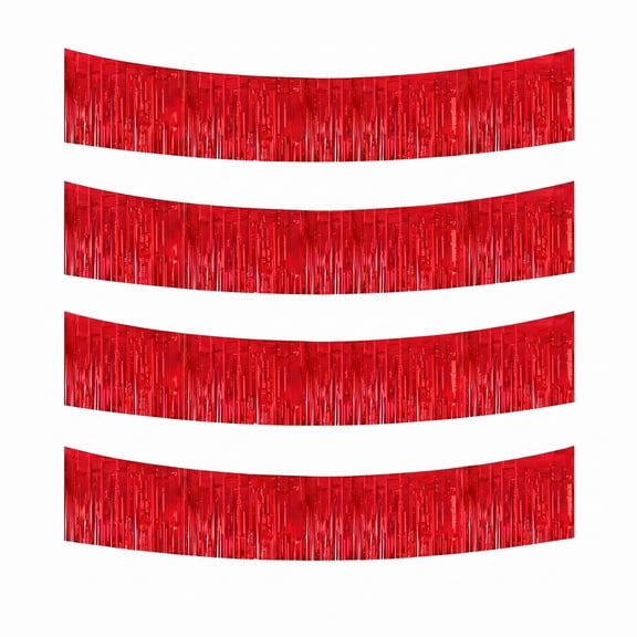 4 Pack Metallic Foil Fringe Tinsel Banner, Total 39 Feet Multi-Color Shiny Fringe for Birthday, Wedding, Christmas &  Party Wall Decor