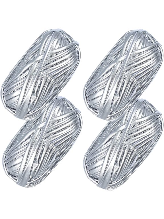 4 Pack Metallic T-Shirt Yarn Ball, Fabric Cloth Knitting Yarn for Hand DIY Bag Blanket Cushion Crocheting Projects