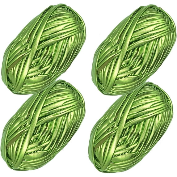 4 Pack Metallic T-Shirt Yarn Ball, Fabric Cloth Knitting Yarn for Hand DIY Bag Blanket Cushion Crocheting Projects