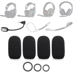 4-Pack Mic Foam Covers Compatible with Astro A10, A30, A40 TR Xbox, A50 Gen 4, VZR Model One, Epos H3PRO Hybrid Gaming Headset, Blue Icepop Mic + 12 O-Rings in 3 Sizes Microphone Pop Filter