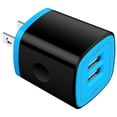 thumbnail image 1 of Hootek USB Wall Charger Block, 2.1A Dual Port Charger Block Fast Charger Charger USB Plug Adapter Brick Cube Charger Box Fast Charging Block for Android Samsung, Blue, 1 of 8