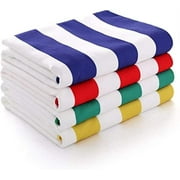 4 Pack Microfiber Cabana Stripe Beach Towel , Oversized Sand Free Quick Dry Super Absorbent Soft Plush Pool Towel , 72in x 36in Extra Large Outdoor Travel Towels