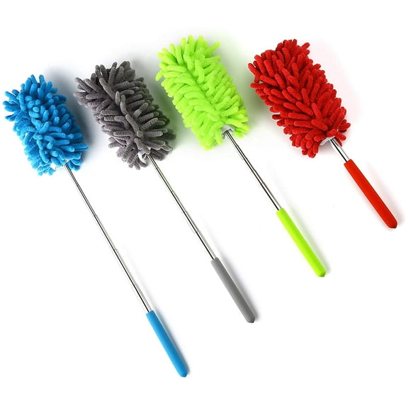 4 Pack Microfiber Dusters with Extension Pole, Microfiber Hand Duster for Cleaning Feather Duster for Home, Office, Car, Computer, Air Conditioner, Ceiling Fan and Else
