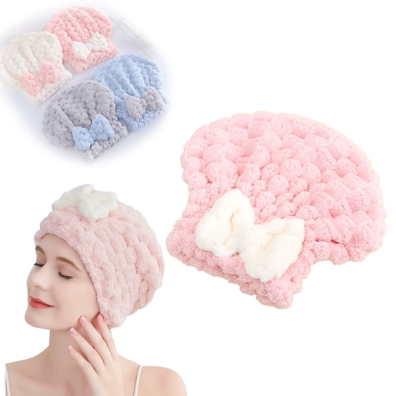 4-Pack Microfiber Hair Towel Start Makers Quick-Dry Hair Towel Wrap for Women Dryer Cap with Elastic Band for Curly, Long, Thick Hair, Stocking Stuffer for Women