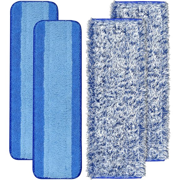 4 Pack Microfiber Mop Pads, Compatible with bona Mop, 18 Inch, Hardwood & Hard Floors, 2 Cleaning+2 Dusting PadsWalmart