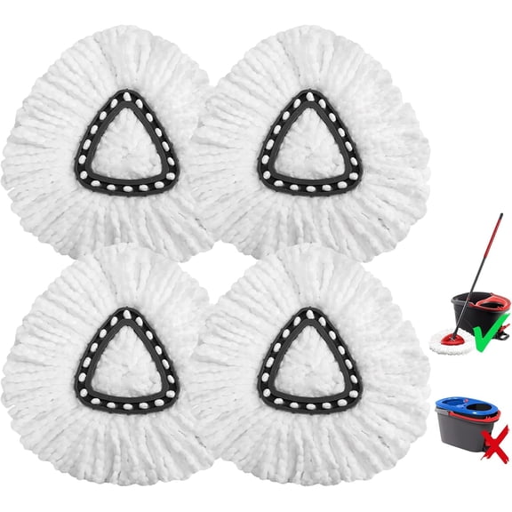 4 Pack Microfiber mop Head Replacements, Compatible with O-Ceda Easywring Single-Bucket Cleaning System, Powerful Stain Removal, Machine Washable, Easy to Replace