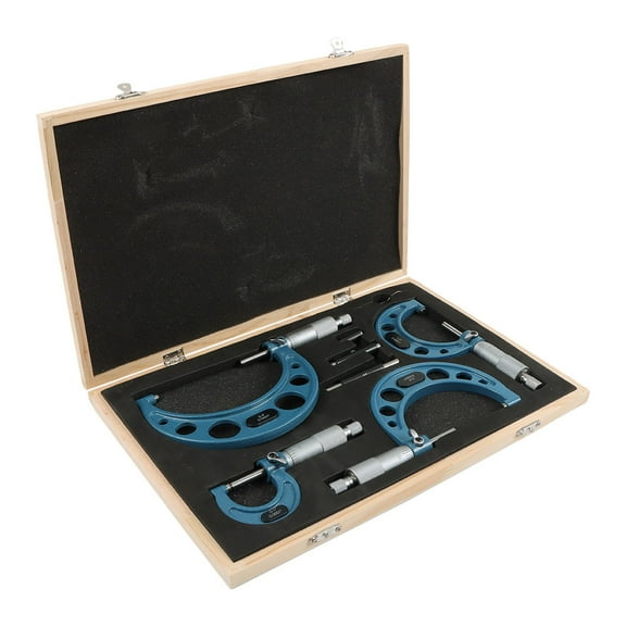 4 Pack Micrometer Set, Measuring 0-4 "(0-100mm) Accuracy 0.01mm