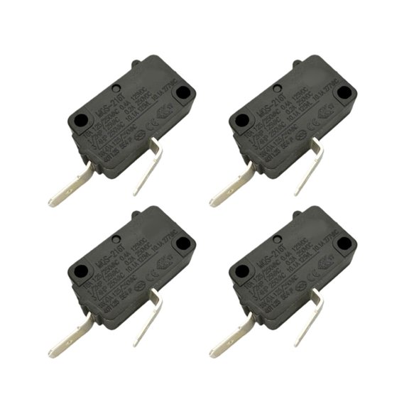 4 Pack Microswitch Set, 1NO Replacement Part with 16A 250V Rating and 0.24 Inch Tab Width for Appliance and Equipment Repair Tasks