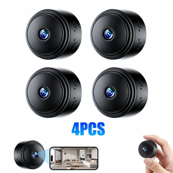 4 Pack Mini 2.4GHz WiFi Security Camera Dual Power Magnetic Mount, Night Vision Motion Detection APP Remote View Baby Pet Home Camera