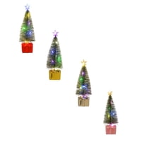 4 Pack Mini Christmas Tree for Tabletop, Small Artificial Xmas Tree with LED Lights and Star Topper, Indoor Holiday Centerpieces for Home Office Desk Decor