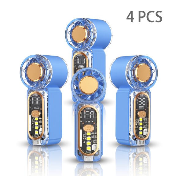 4 Pack Mini Compression Wind Cannon, Lightweight, 22000 RPM High Speed, 100-Speed Stepless Adjustment, 24H Long-Lasting Low Noise Pocket Fan, Summer Must-Have for Camping & Travel