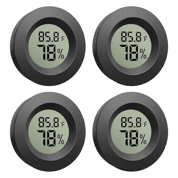4-Pack Mini Digital Hygrometer Thermometer LCD Humidity/Temperature Monitor, F/C Switch for Indoor/Outdoor, Reptile, Greenhouse, Incubator & Cellar
