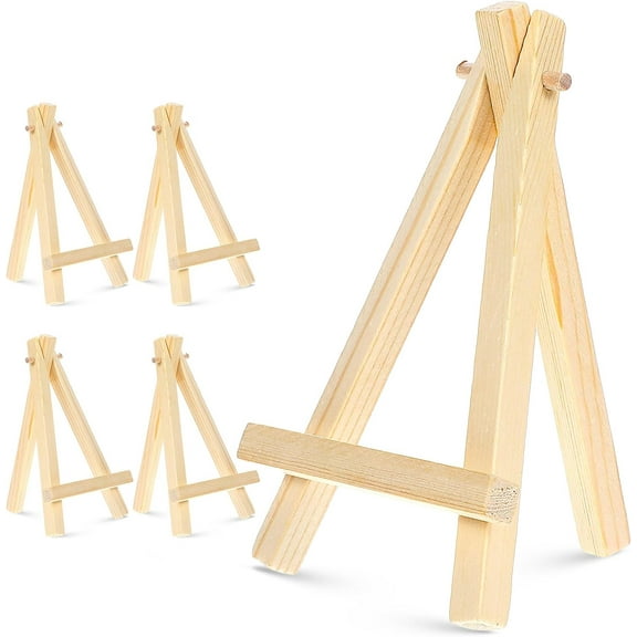4 Pack Mini Easel for Display, Small Wood Easels for Painting, Small Tabletop Easel Mini Easels for Art, Triangle Frame Easel Stand for Displaying Canvas Paintings Weddings Business Photos