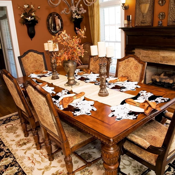 4 Pack Mini Faux Cowhide Rugs Rustic Western Animal Pattern Decorative ...