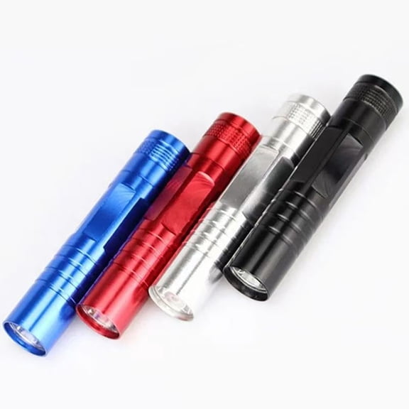 4-Pack Mini Flashlights, Glow in Dark Flashlights, Aluminum LED Flashlights Party Favors Assorted Colors for Camping, Hiking, Indoor, Compatible with AAA batteries,Black