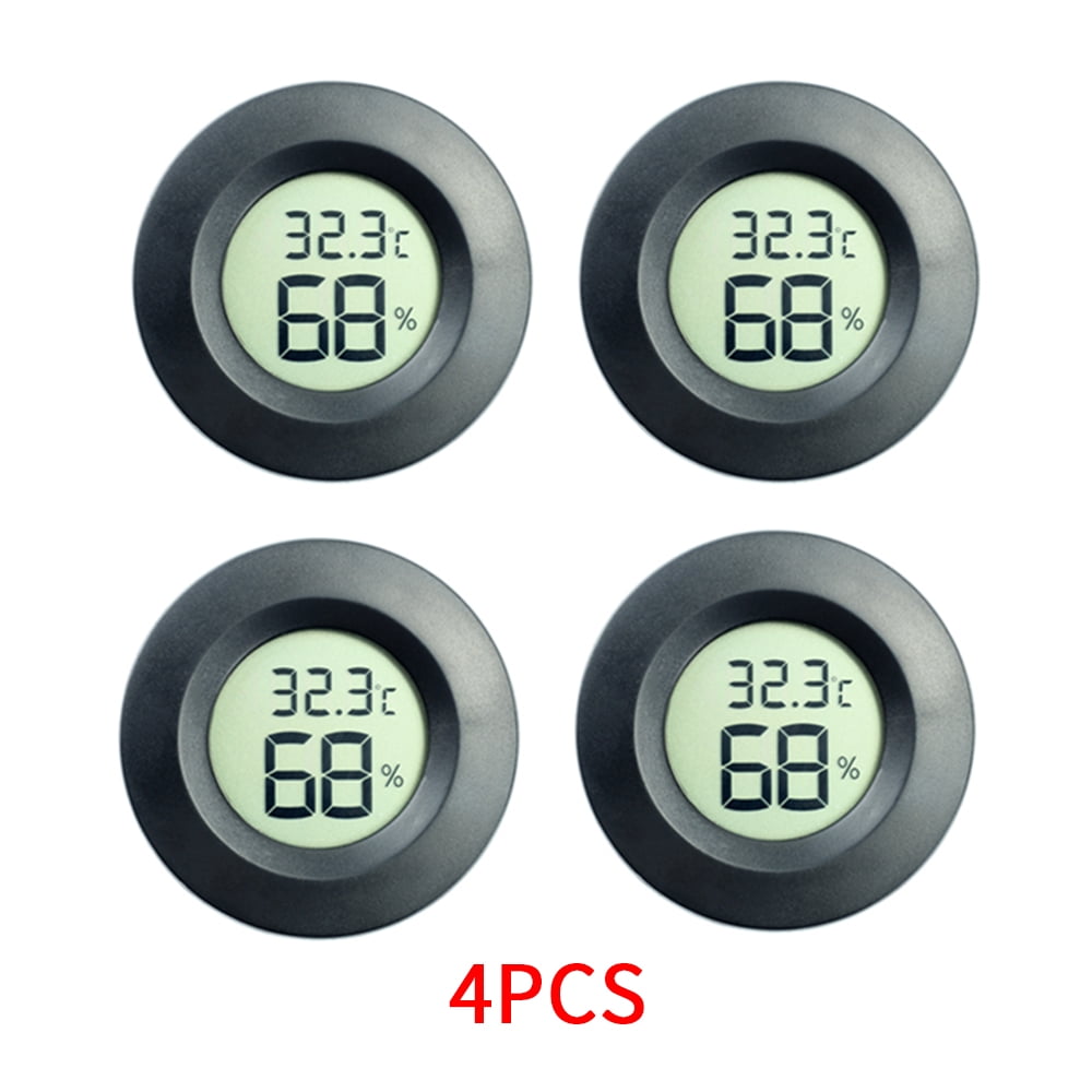 4-Pack Mini Hygrometer Ther-mometer Digital LCD Monitor Indoor/Outdoor Humidity Meter Gauge Temperature for Humidifiers Dehumidifiers Green-house Reptile Humidor Fahrenheit()/ Celsius()