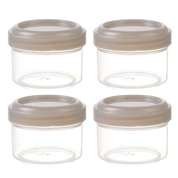 4 Pack Mini Plastic Food Containers, Small Leak-Proof Storage Jars with Lids, 1.6oz Portable Containers for Condiments, Snacks, and Travel