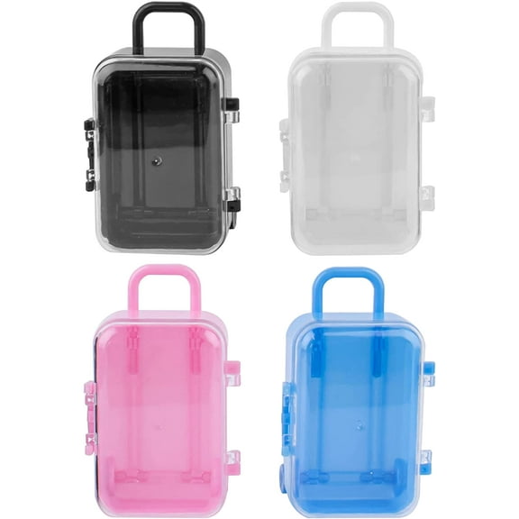 4 Pack Mini Plastic Travel Hard Suitcase Box Reception Candy Case for Wedding Decoration Large