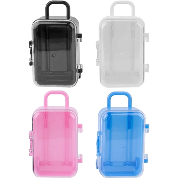 4 Pack Mini Plastic Travel Hard Suitcase Box Reception Candy Case for Wedding Decoration Large