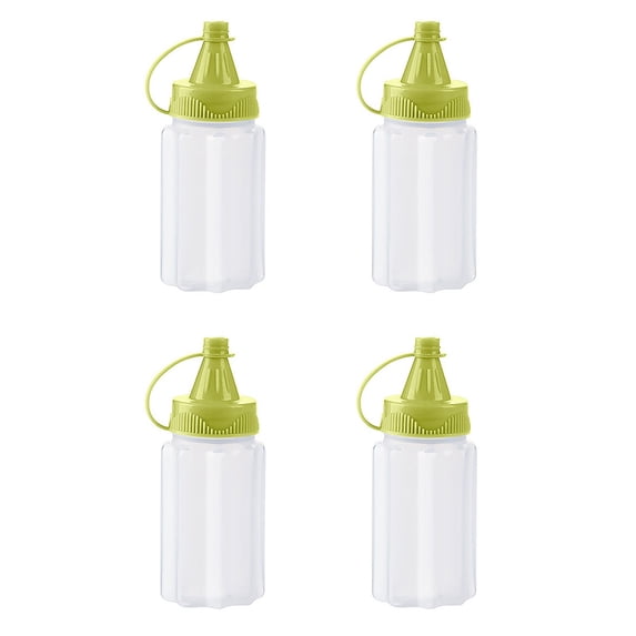 4 Pack Mini Seasoning Bottles 1oz Clear Plastic Condiment Containers with Leak Proof Lids for Travel Picnic BBQ Kitchen Sauce Oil Vinegar