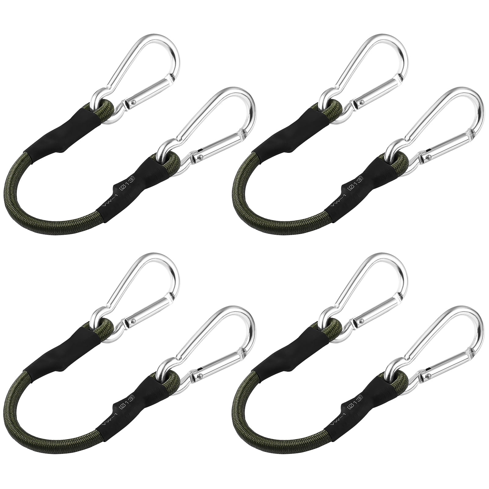 4 Pack Mini Short Bungee Cords with Carabiner Hooks Heavy Duty Elastic Tie Downs Straps for Tent, Bike, Kayak, Luggage