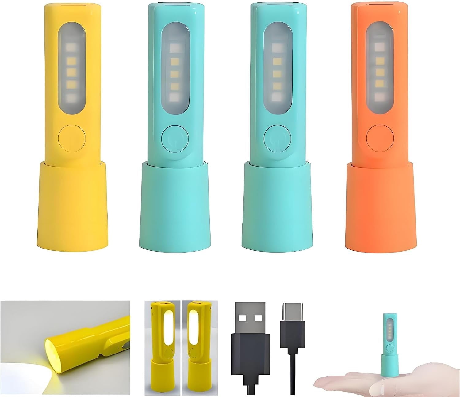 4 Pack Mini Small LED Flashlights,USB C Rechargeable FlashLights ...