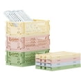 thumbnail image 1 of 4-Pack Mini Storage Crates Plastic Baskets for Desktop Shelf Drawer, Storage Bin Organizers Stackable Folding Containers Baskets for Kitchen Classroom Bedroom Bathroom Office(5.9"x 3.8"x 2.2"), 1 of 8