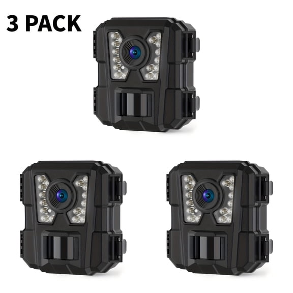 4 Pack Mini Trail Camera, 24MP 1080P Game Camera with Night Vision Motion Activated Waterproof IP54, Hunting Deer Camera for Home Security Outdoor Wildlife, 3/2 Pack