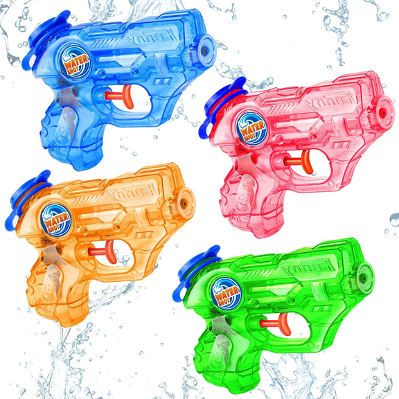 4 Pack Mini Water Guns, 5-7M Long Range Super Soaker Squirt Blasters Suitable for Summer Outdoor Pool Beach Bath Party