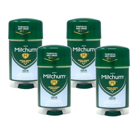 4 Pack Mitchum Advanced Gel Anti-Perspirant Deodorant Unscented 2.25 Oz Each