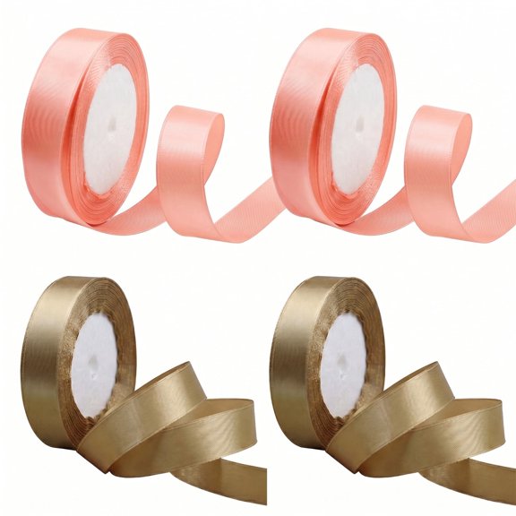 4 Pack Mixed Color Polyester Satin Ribbon, 0.78 Inch Wide Total 96 Yards Gift Wrap Ribbon for Wedding Cake Craft Bow Decoration
