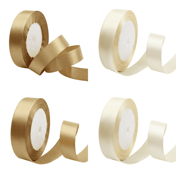4 Pack Mixed Color Polyester Satin Ribbon, 0.78 Inch Wide Total 96 Yards Gift Wrap Ribbon for Wedding Cake Craft Bow Decoration