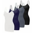 thumbnail image 1 of 4 Pack Mixed Colors, Women Long Camisole Tank Tops Blend Fit Basic Cami Top W/ Straps, 1 of 6
