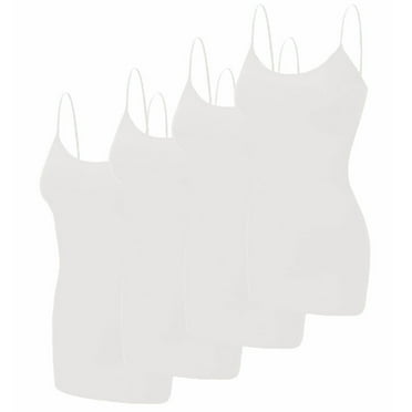 4 Pack Mixed Colors, Women Long Camisole Tank Tops Blend Fit Basic Cami Top W/ Straps