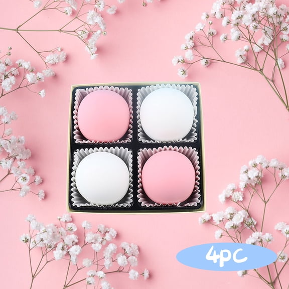 4 Pack Mochi Squishy Stress Balls, Soft Mini Round Squeeze Toys, Pink White Dessert Sensory Toys for Anxiety Relief Party Favors Gift Box Set