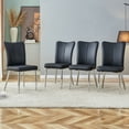thumbnail image 1 of 4-Pack Modern Minimalist Dining Chairs with Black PU Leather Cushions, Curved Backrest, and Electroplated Metal Legs for Dining Room, Living Room, Bedroom, 1 of 22